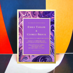 Invitation En Aluminium Galaxie Abstraite moderne Art Wavy Blue Gold Maria