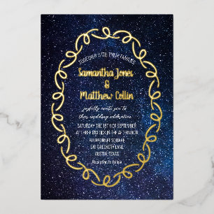 Invitation En Aluminium Galaxie céleste Cosmos Sky Gold Foil Mariage