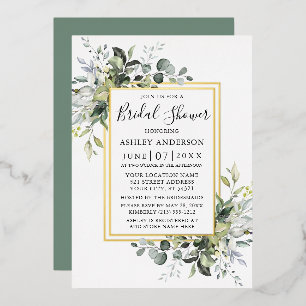 Invitation En Aluminium Galerie de verdure aquarelle Vert sauge 2 Cadres O