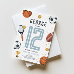 Invitation En Aluminium Garçons Moderne Sports Étoile Enfants<br><div class="desc">Ce modèle d'invitation d'anniversaire de foil d'or pour enfants, mignon et moderne, a un dessin animé sportif, avec un ballon de basket, de football, de football, de raquette de tennis, de trophée et d'étoiles d'or. L'invitation peut être personnalisé avec votre nom de garçon et d'autres détails nécessaires à votre fête....</div>