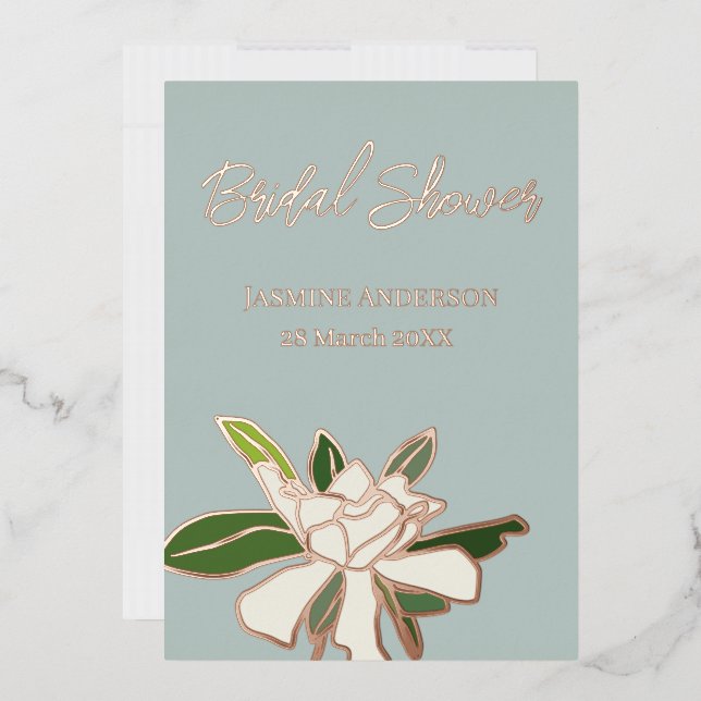 Invitation En Aluminium Gardenia Florale Blanche Simple Fête des mariées J (Enveloppe)