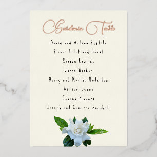 Invitation En Aluminium Gardenia Flowers Liste d'invités Nom de table Cart