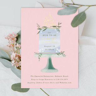 Invitation En Aluminium Gâteau de dessert rose blush Baby Shower