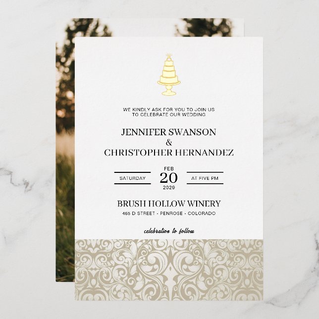 Invitation En Aluminium Gâteau de Mariage (Recto/Verso)