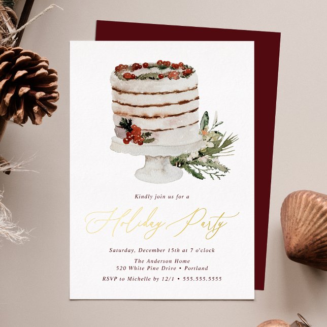 Invitation En Aluminium Gâteau rustique d'hiver Fête de vacances (Créateur téléchargé)
