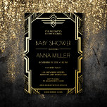 Invitation En Aluminium Gatsby Art Déco Baby shower noir et or<br><div class="desc">Notre Invitation de Baby shower sur le thème de Gatsby est le choix idéal pour une célébration chic et élégante de l'arrivée de votre petit. Inspiré par les fêtes somptueuses et le style cossu du Great Gatsby, cette invitation présente un design élégant et sophistiqué, avec d'élégants motifs dorés et un...</div>