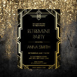 Invitation En Aluminium Gatsby Art Deco Black and Gold Retirement Party Fo<br><div class="desc">Our Great Gatsby-inspired Retirement Party Invitation is the perfect choice for a chic and stylish celebration of your retirement. Inspired by the lavish parties and opulent style of The Great Gatsby, this invitation features a sleek and sophisticated design, with elegant gold foil accents and a bold, geometric pattern. The front...</div>