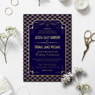 Invitation En Aluminium Gatsby Art déco des années 1920 vintage Mariage Re