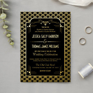 Invitation En Aluminium Gatsby Art déco des années 1920 vintage Mariage Re