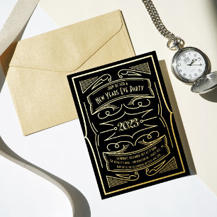 Invitation En Aluminium Gatsby Typographie Soirée du Nouvel An Réelle des