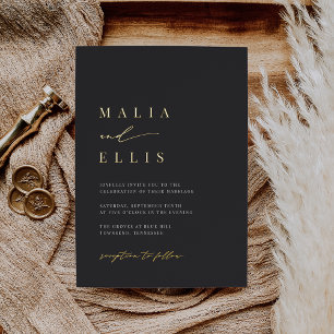 Invitation En Aluminium Gauche ultra minimale   Calligraphie Mariage