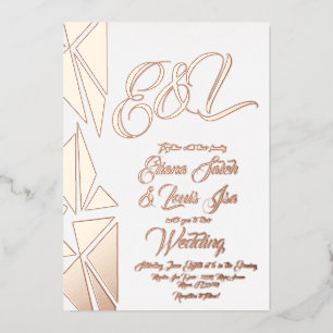 Invitation En Aluminium Géométrie Blush Or Mariage Pressé