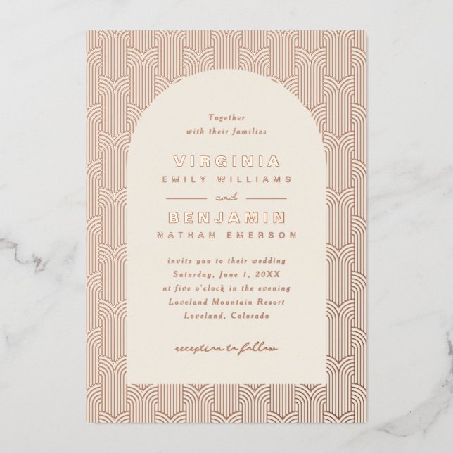 Invitation En Aluminium Géométrique de mariage (Recto)