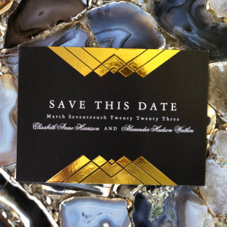 Invitation En Aluminium Géométrique Or Sauvegarder la Date