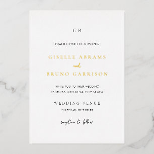 Invitation En Aluminium Giselle Classic Monogramme Mariage élégant