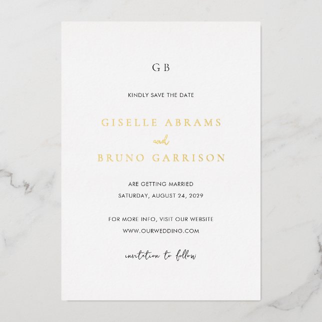 Invitation En Aluminium Giselle Monogram Mariage élégant Enregistrer la da (Recto)