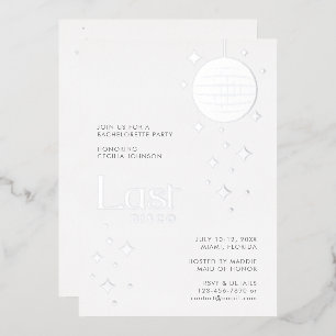 Invitation En Aluminium Glam argent moderne "Dernière disco" Bachelorette
