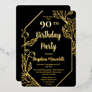 Invitation En Aluminium Glam Berries Cadre Feuilles 90e Anniversaire