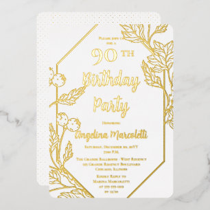 Invitation En Aluminium Glam Berries Cadre Feuilles 90e Anniversaire