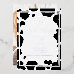 Invitation En Aluminium Glam Cow Imprimer Mariage frontalier moderne Photo