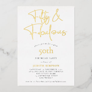 Invitation En Aluminium Glam FIfty Fabulous Script Real