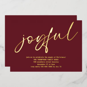 Invitation En Aluminium Glam Joyeux Script Noël Party Bourgogne Real