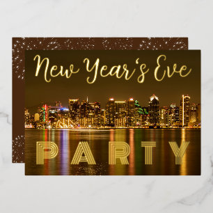 Invitation En Aluminium Glam San Diego NYE Party Gold personnalisé