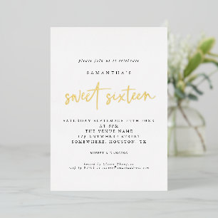 Invitation En Aluminium Glam Sweet sixteen Anniversaire Script Real 