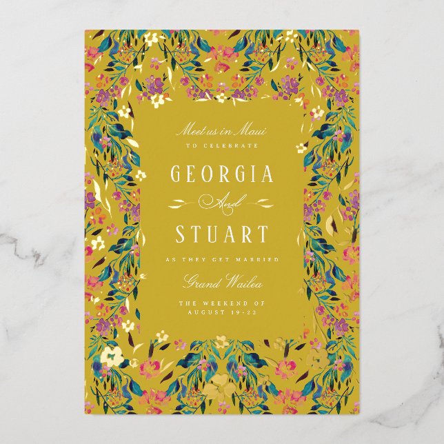 Invitation En Aluminium Glam Tropical Citrine Jaune (Recto)