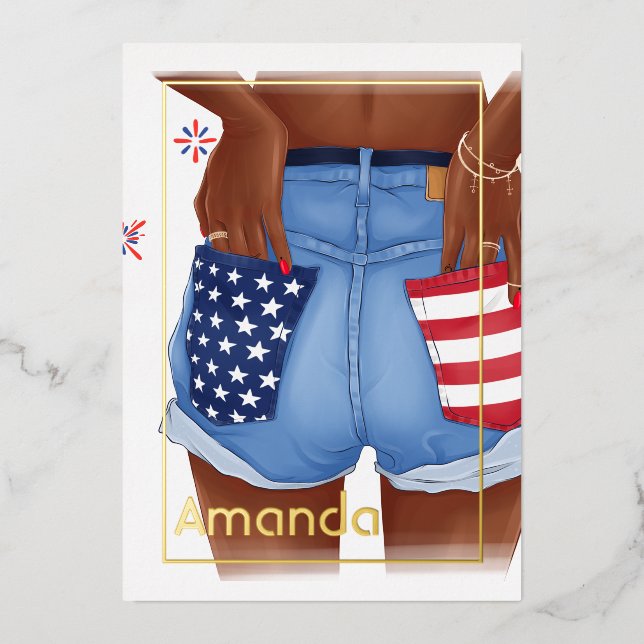 Invitation En Aluminium Gold American Birthday Party (Recto)