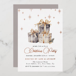 Invitation En Aluminium Gold Beige Grey Festival présente Noël