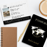 Invitation En Aluminium Gold & Black Travel Passport Photo Mariage unique<br><div class="desc">Voici notre Faire-part de mariage "Passeport to Forever" - Un rêve de destination! Votre histoire d'amour est un voyage comme aucun autre, et maintenant vous pouvez invitation vos proches pour faire partie de votre incroyable aventure avec notre faire-part de mariage "Passport to Forever". Conçu avec raffinement et élégance, cette invitation...</div>