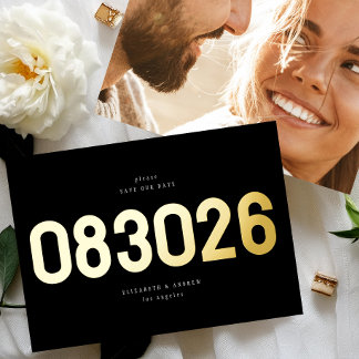 Invitation En Aluminium Gold Bold Typographie Photo Wedding Enregistrer le