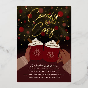 Invitation En Aluminium Gold Burgundy Cosy Hot Cocoa