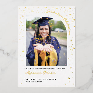Invitation En Aluminium Gold Confeti Graduation Party