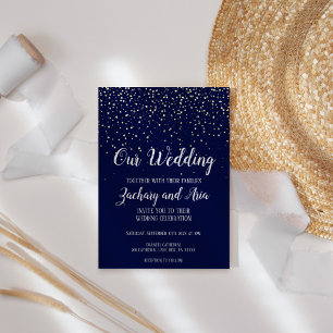 Invitation En Aluminium Gold Confetti Marine Notre Mariage