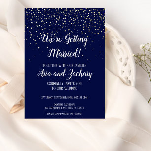 Invitation En Aluminium Gold Confetti Marine Nous nous marions Mariage