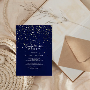 Invitation En Aluminium Gold Confetti Navy Bachelorette Party Gold