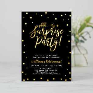 Invitation En Aluminium Gold Confetti Surprise Retraite Party
