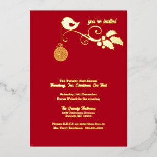 Invitation En Aluminium Gold de la fête de vacances d'entreprise