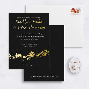Invitation En Aluminium Gold de montagne Abstrait sur Mariage noir
