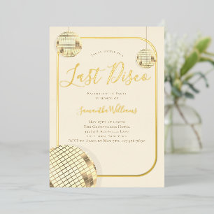 Invitation En Aluminium Gold Dernier Disco Bachelorette Party