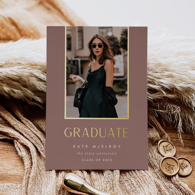 Invitation En Aluminium Gold Drop | Foil Photo Graduation Announcement (Créateur téléchargé)