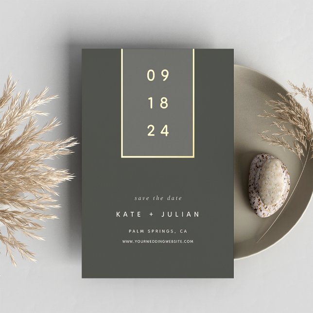 Invitation En Aluminium Gold Drop | Modern Minimal Foil Save the Date Card (Créateur téléchargé)