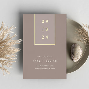 Invitation En Aluminium Gold Drop   Modern Minimal Foil Save the Date Card