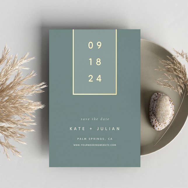 Invitation En Aluminium Gold Drop | Modern Minimal Foil Save the Date Card (Créateur téléchargé)