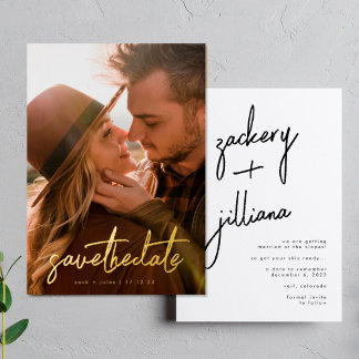 Invitation En Aluminium Gold Ecrit Personnalisé Photo Design Enregistrer L