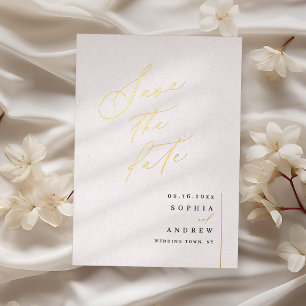 Invitation En Aluminium Gold élégant script minimaliste enregistrer la dat