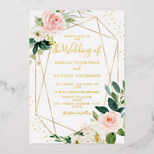 Invitation En Aluminium GOLD FOIL Blush Floral Mariage