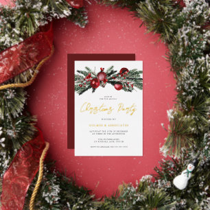 Invitation En Aluminium Gold Foil Bureau annuel de l'entreprise Noël